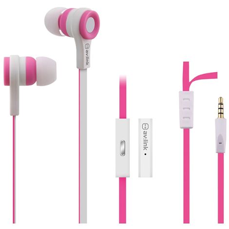 AVLINK Stereo Earphones Flat Cable Pink