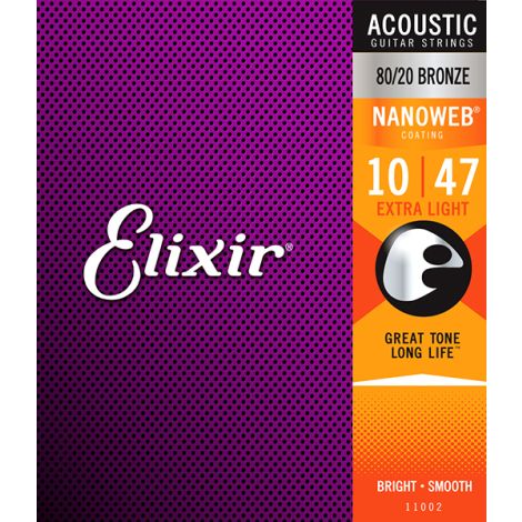 ELIXIR Nanoweb Extra Light 11002 10-47 80/20 Acoustic Guitar Strings