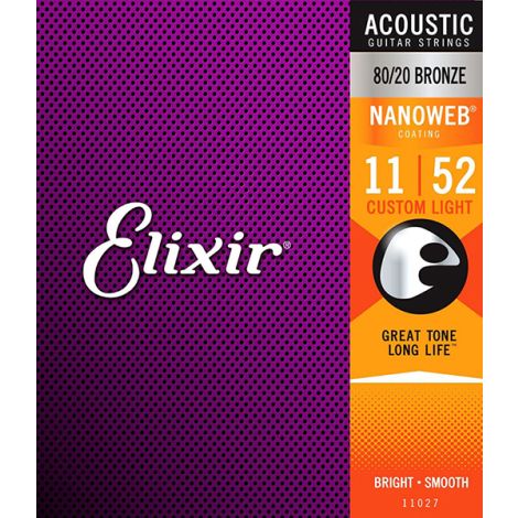 ELIXIR - Custom Light 11027 11-52 Acoustic Guitar Strings Bronze