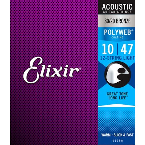 ELIXIR POLYWEB 12 STRING LIGHT 11150 10-47 ACOUSTIC GUITAR STRINGS BRONZE
