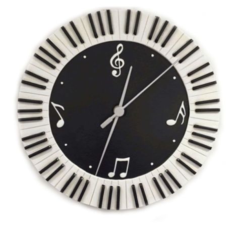 Wall Clock Round Keyboard and Music Symbols