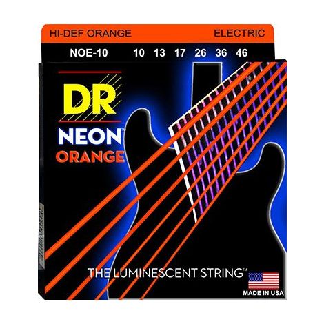 DR NEON HIDEF NOE-10 10-46 UV Electric Guitar Strings Orange Nickel