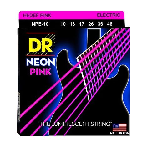 DR NEON HIDEF NPE-10 10-46 UV Electric Guitar Strings Pink Nickel