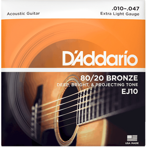 D'ADDARIO EJ10 10-47 Acoustic Guitar Strings Bronze