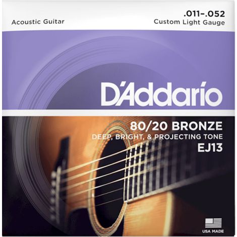 DADDARIO EJ13 11-52 80/20 Custom Light Guitar Strings Bronze