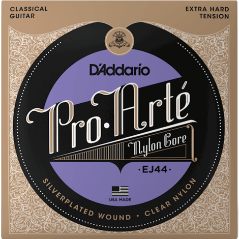 DADDARIO EJ44 29-45 Pro Arte Extra Hard Tension, Silver Plated Wound Classical Guitar Strings Clear Nylon