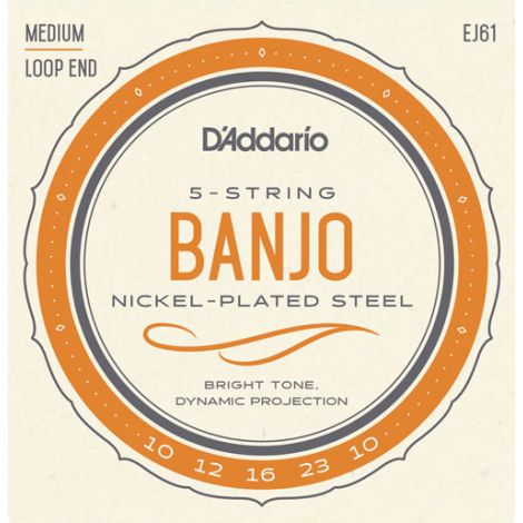 D'ADDARIO EJ61 10-23W -Medium Gauge 5 Strings Banjo Nickel Wound
