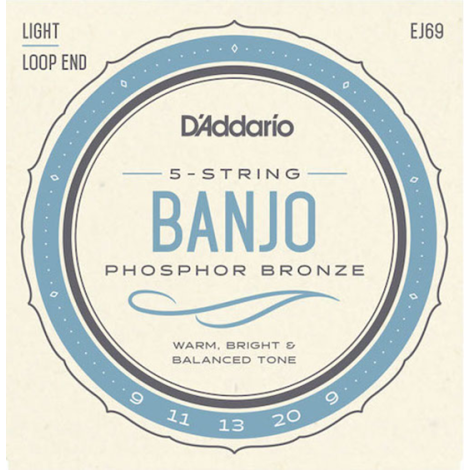 DADDARIO EJ69 09-20W Light 5 String Banjo Strings Phosphor Bronze
