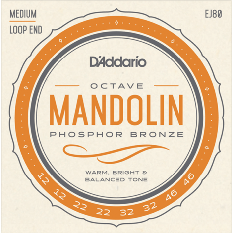 DADDARIO EJ80 MEDIUM 12-46 OCTAVE MANDOLIN STRINGS PHOSPHOR BRONZE