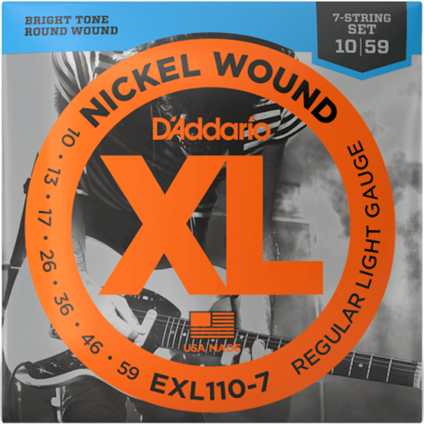 D'ADDARIO Exl110-7 10-59 Reg Light 7 Electric Guitar String Nickel Wound