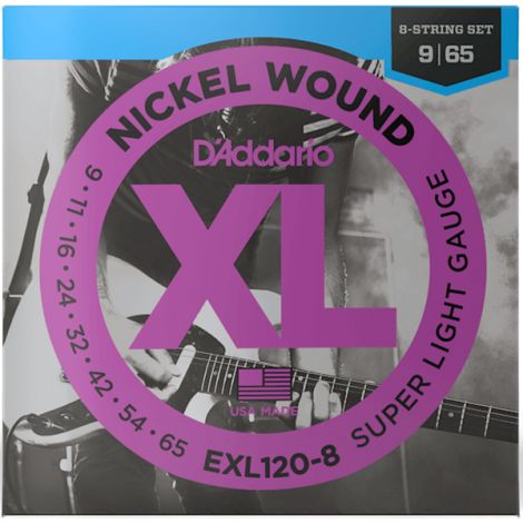 DADDARIO EXL120-8 9-65 ELECTRIC GUITAR STRINGS NICKEL WOUND