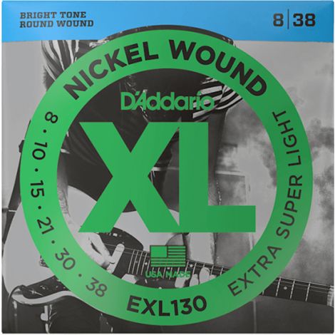 DADDARIO EXL130 8-38 Extra Super Light Electric Guitar Strings Nickel Wound