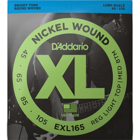 D'ADDARIO Exl165 45-105 Reg Light Med Bass Guitar Strings Nickel Wound