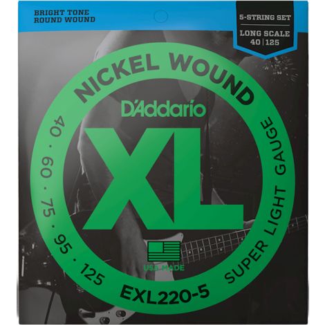 DADDARIO EXL220-5 40-125 Superlight Bass Guitar Strings Nickel