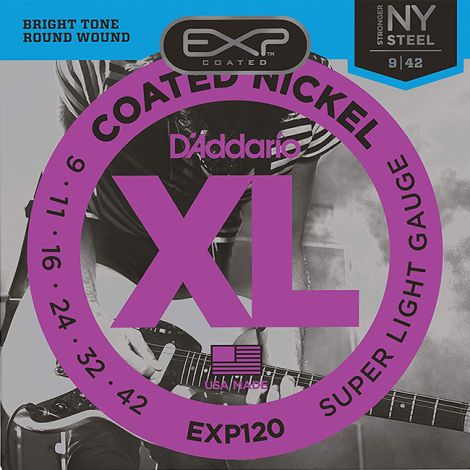 DADDARIO EXP120 9-42 Super Light Electric Guitar Strings Coated Plated Nickel