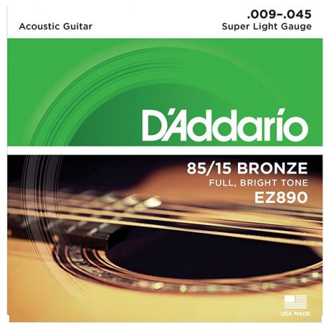 D'ADDARIO EZ890 09-45 Super Light Acoustic Guitar Strings American Bronze