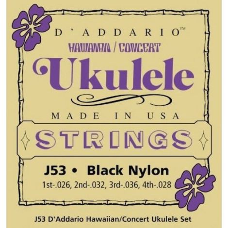 DADDARIO J53 26-32 Soprano Ukulele Strings Black Nylon