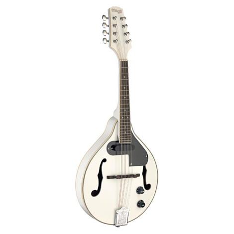 STAGG White Acoustic-Electric Bluegrass Mandolin with Nato Top