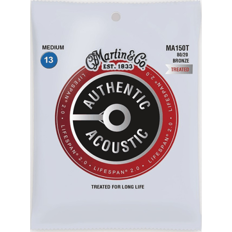 MARTIN Lifespan Medium MA150T 13-56 Authentic Acoustic Guitar Strings Bronze