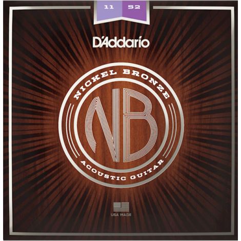 DADDARIO NB1152 11-52 Custom Light Acoustic Guitar Strings Nickel Bronze