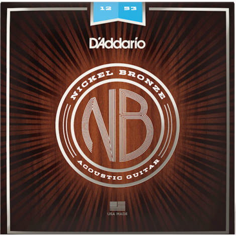 D'Addario NB1253  12-53 Regular Light Acoustic Guitar Strings Nickel Bronze