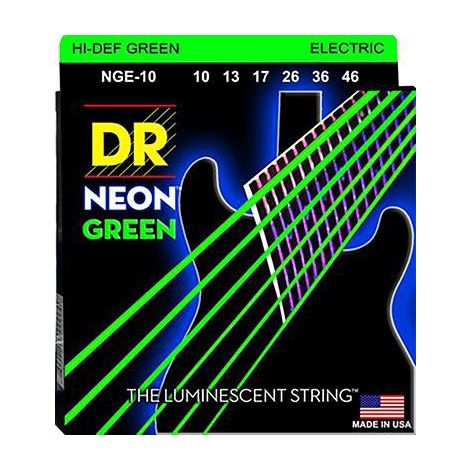 DR NEON HIDEF NGE-10 10-46 UV  Electric Guitar Strings Green Nickel