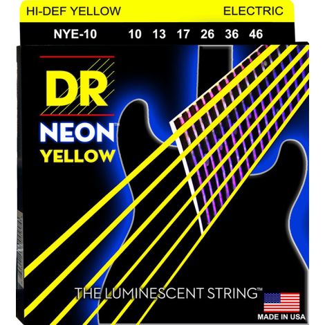 DR NEON HIDEF Yellow 10-46 UV Electric Guitar Strings