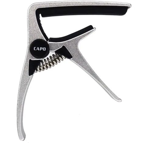 AROMA Acoustic Guitar Capo, High Quality Aliuminium Material, Steel Spring,  High Quality Silicone Cushion, Silver