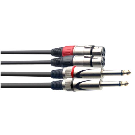 60Cm/2Ft Twin Cable Plug-Xlrf