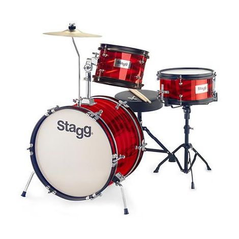 STAGG  3PC 16"JR DRSET+HW/THRONE−RED