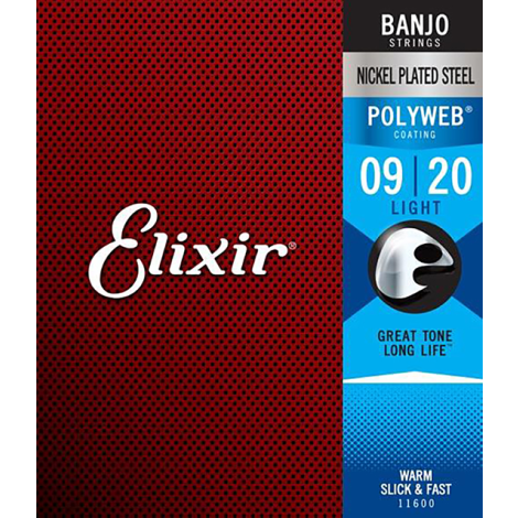 ELIXIR Polyweb Banjo ELIX11600 09-20 Light 5 String Banjo Strings Nickel