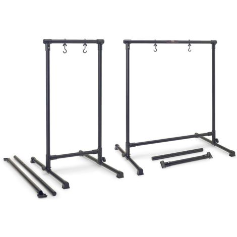 Metal gong stand with 2 interchangeable crossbar tubes for length adjustment
