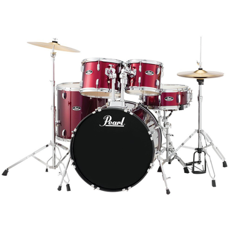 PEARL Roadshow Drum Kit 5 Pieces 22" Bass 10" Tom 12" Tom 16" Floor 14" Snare Wine Red