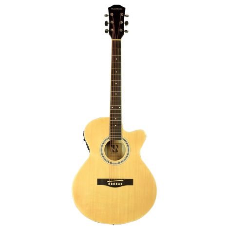 MUSIC MINDS Beginners Cutaway Electro Acoustic Guitar Natural