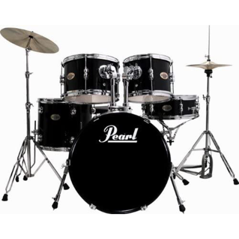 PEARL Target 5 Pc Drum Set with Stands and Cymbals (Jet Black)
